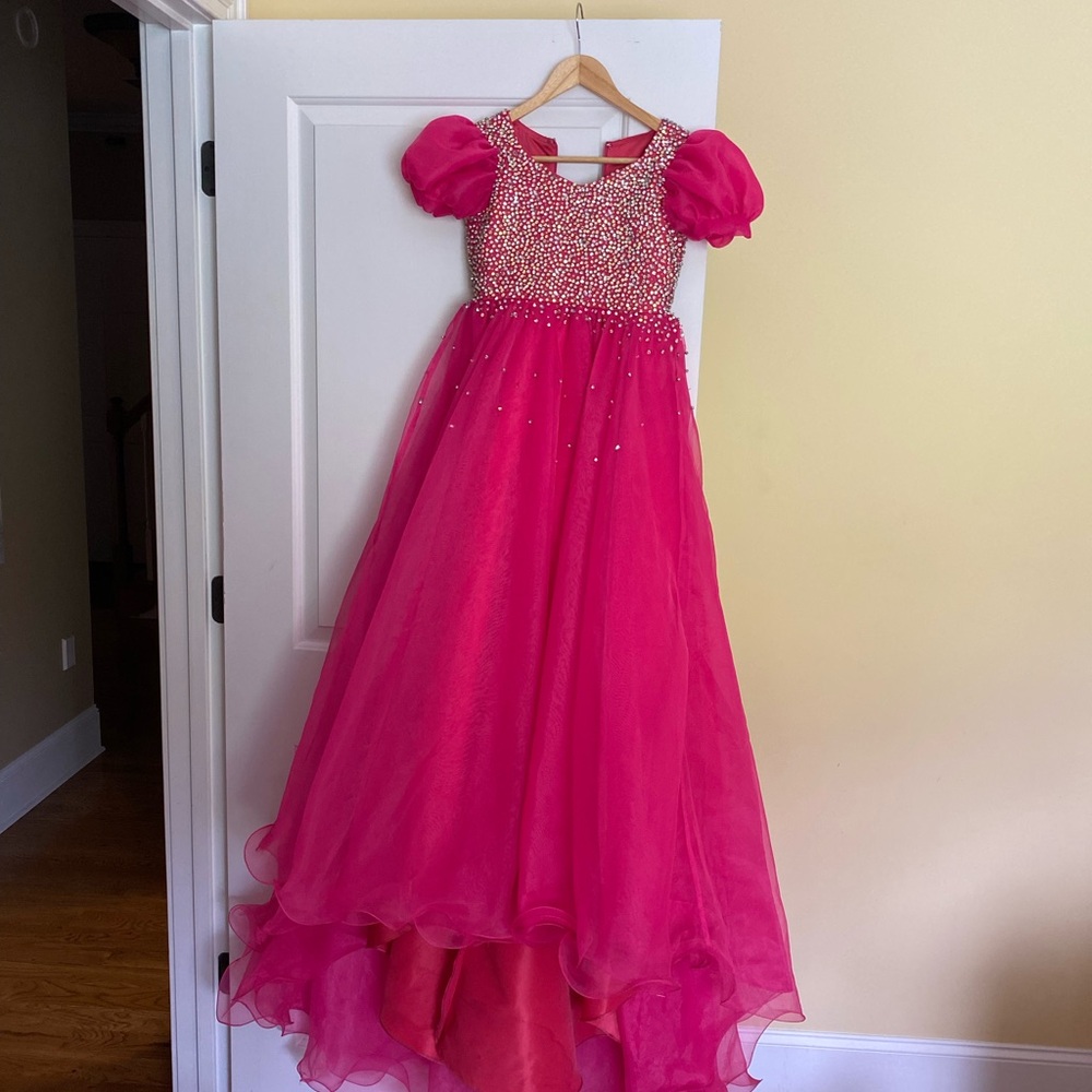Vibrant pink One More Couture pageant dress. Size - girls 8